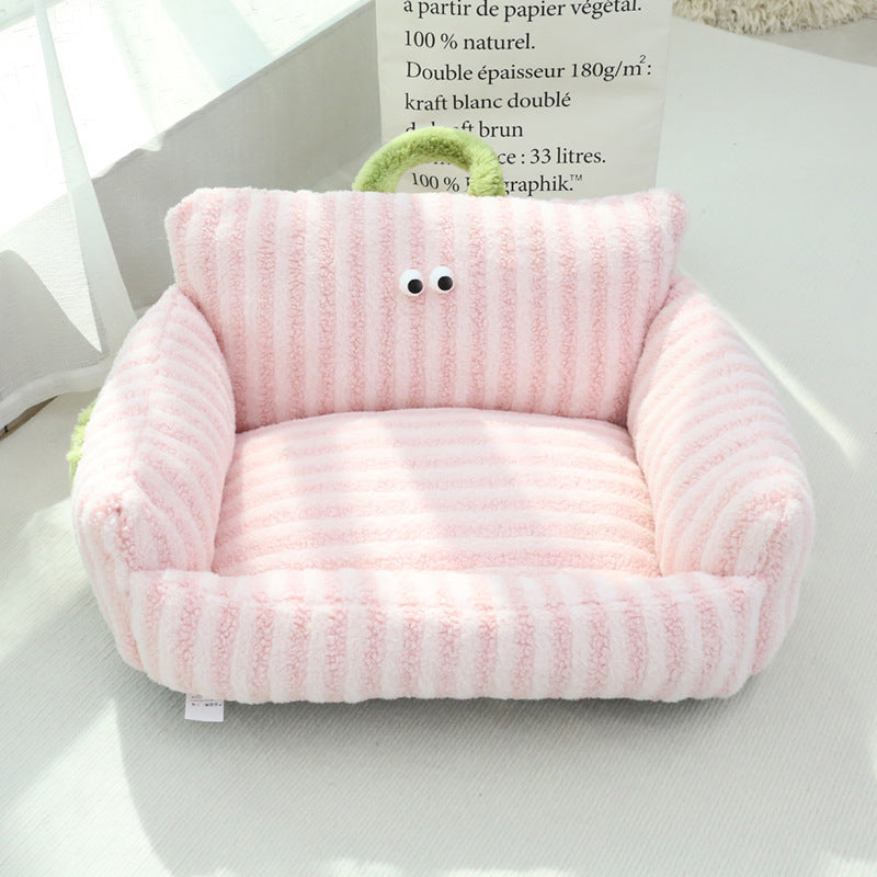 Autumn And Winter Big Eye Dog Kennel Pink 0 - Tophatter Daily Deals