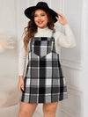 Plus Size Plaid Wide Strap Overall Dress Black Casual Dresses - Tophatter Daily Deals