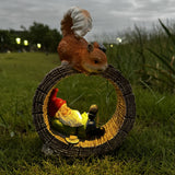 Solar Squirrel Elf Garden Statue Light with Wireless Charging Lawn Ornaments & Garden Sculptures - Tophatter Daily Deals