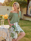 Short Sleeve Top and Printed Shorts Lounge Set Loungewear Sets - Tophatter Daily Deals