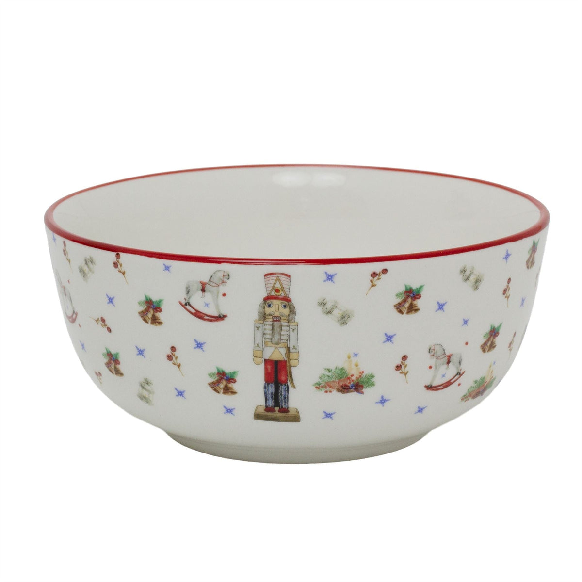 Nutcracker Christmas Bowl | Ceramic Festive Bowl with Classic Nutcracker Design Bowl - Tophatter Daily Deals