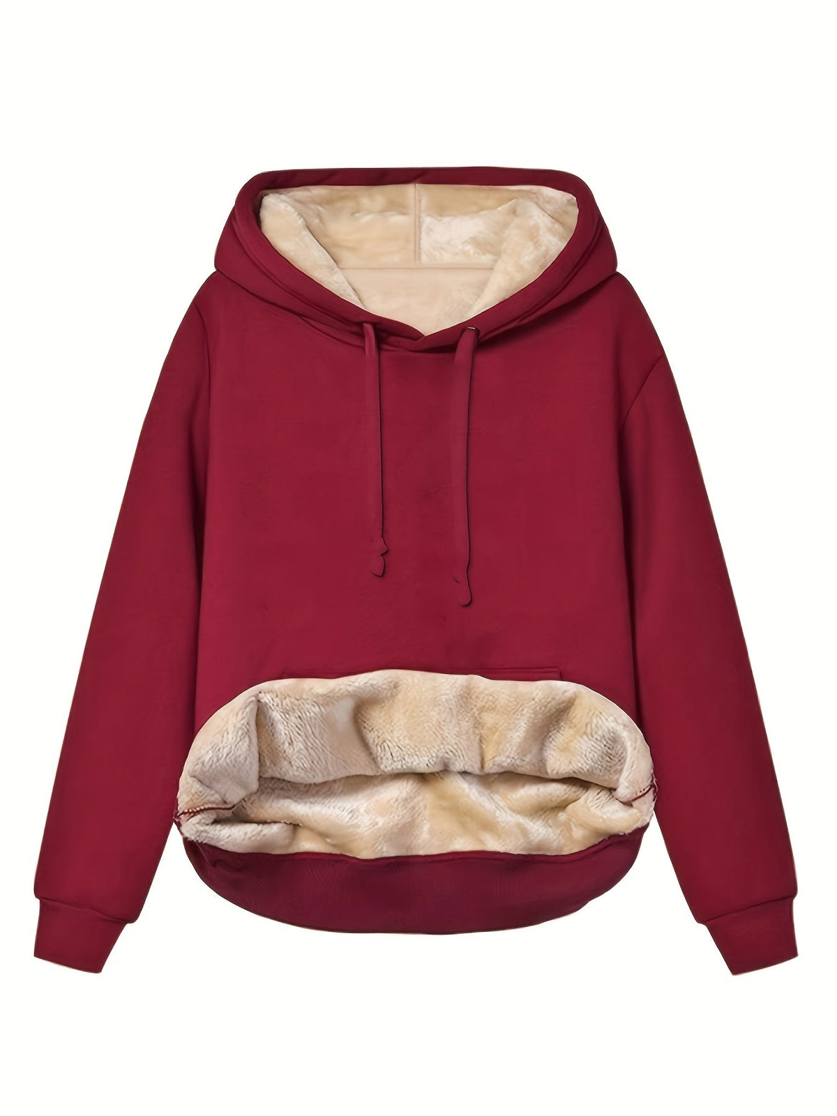 Insulating Women’s Hoodie - Relaxed Pullover, Fleece Red - Tophatter Daily Deals