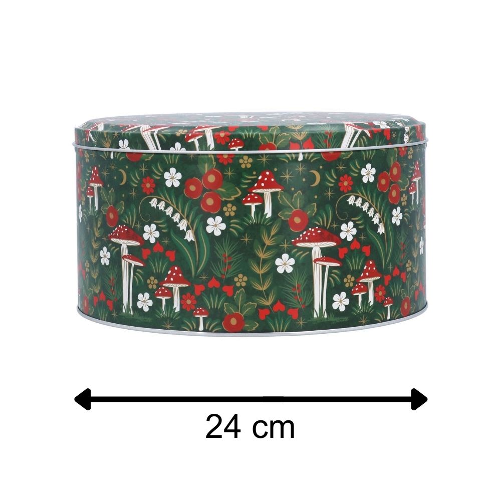 Woodland Mushroom Cake Tin | Round Metal Storage Tin For Bakers - 24 x 12cm Tin - Tophatter Daily Deals