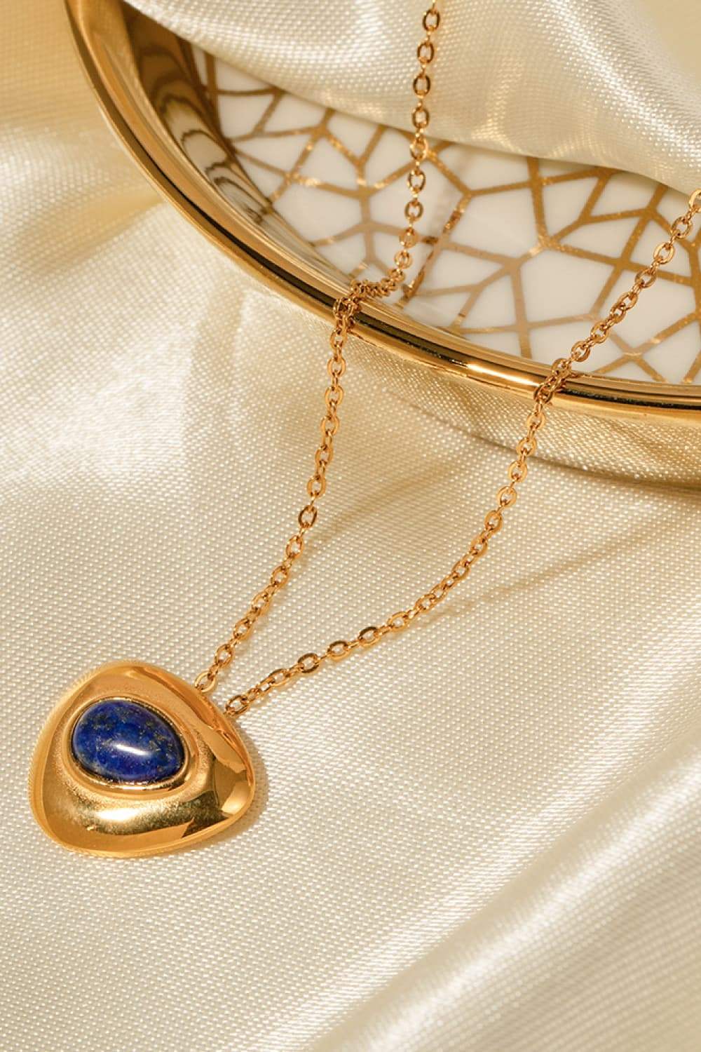 Lapis Lazuli Pendant Necklace Gold One Size Necklaces - Tophatter Daily Deals