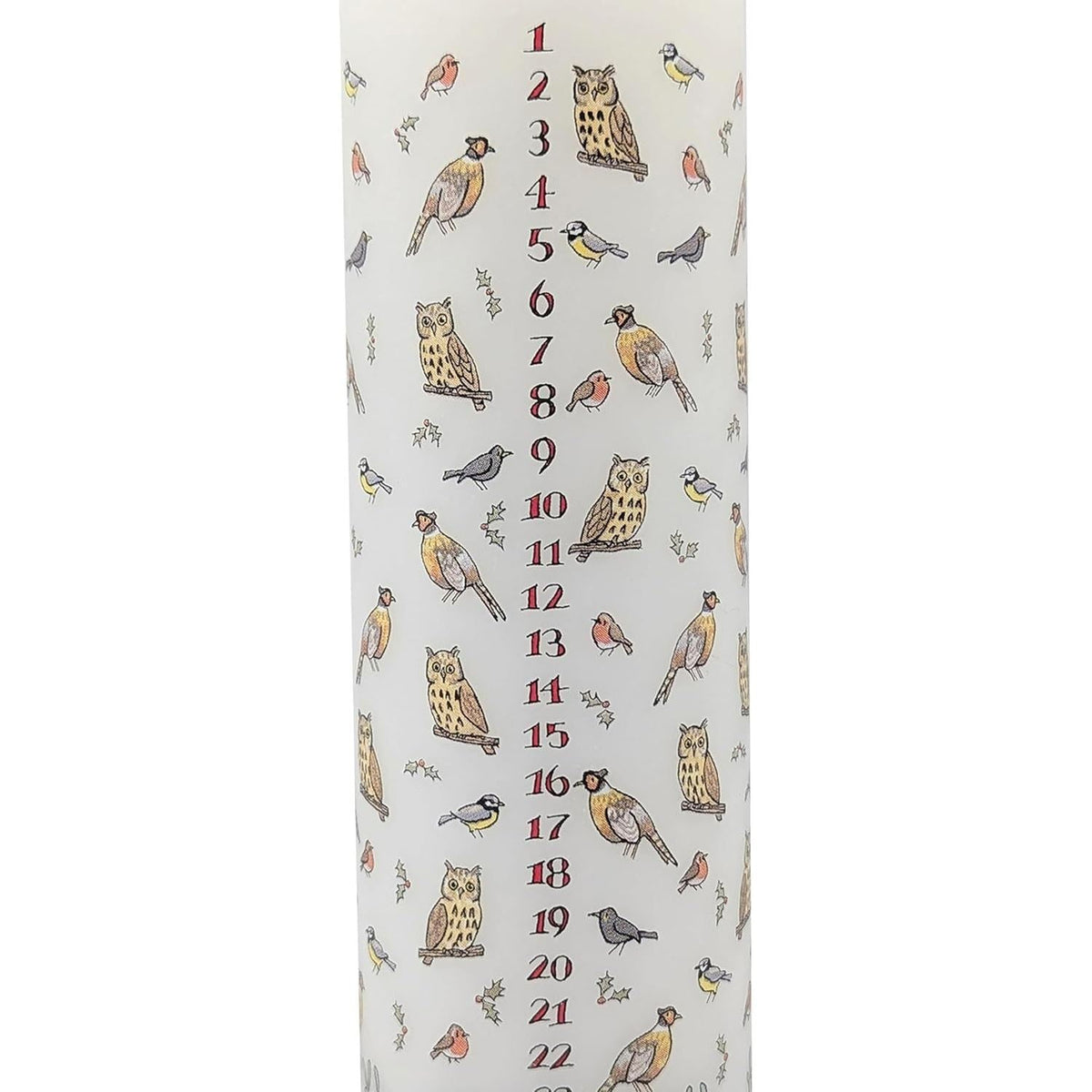 Winter Birds Advent Pillar Candle | Christmas Advent Calendar Candle - 20cm Advent Candle - Tophatter Daily Deals