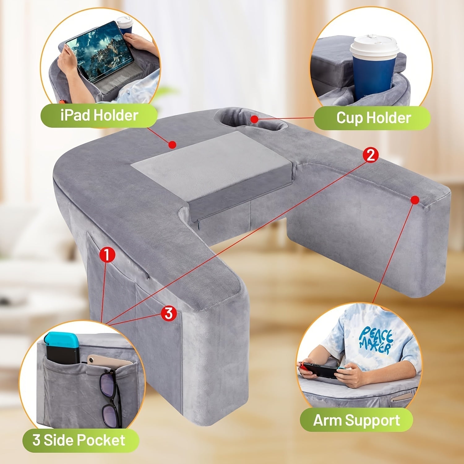 Gaming Reading Pillow with Cup Holder Commercial > Commercial Others > Office Supplies - Tophatter Daily Deals