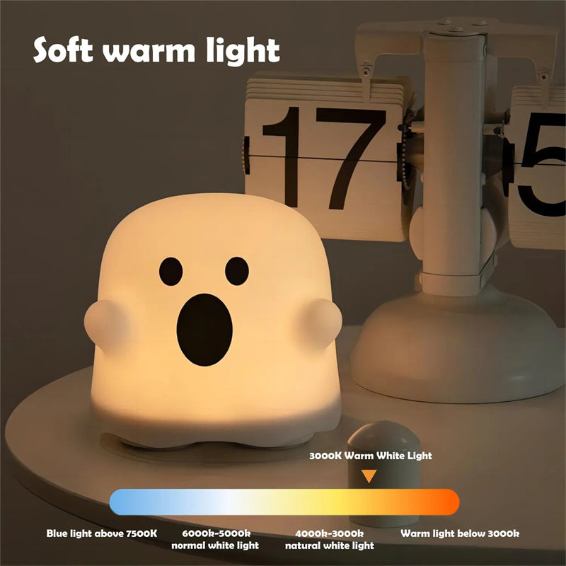 Silicone Night Light Touch Lamp Bedside Cute Halloween 3D Changing Face Moving Picture Frame - Tophatter Daily Deals