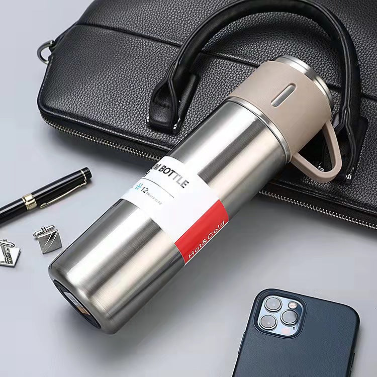 Business Gift Set Company Gift Event Stainless Steel Vacuum Flask Silver 500ML 0 - Tophatter Daily Deals