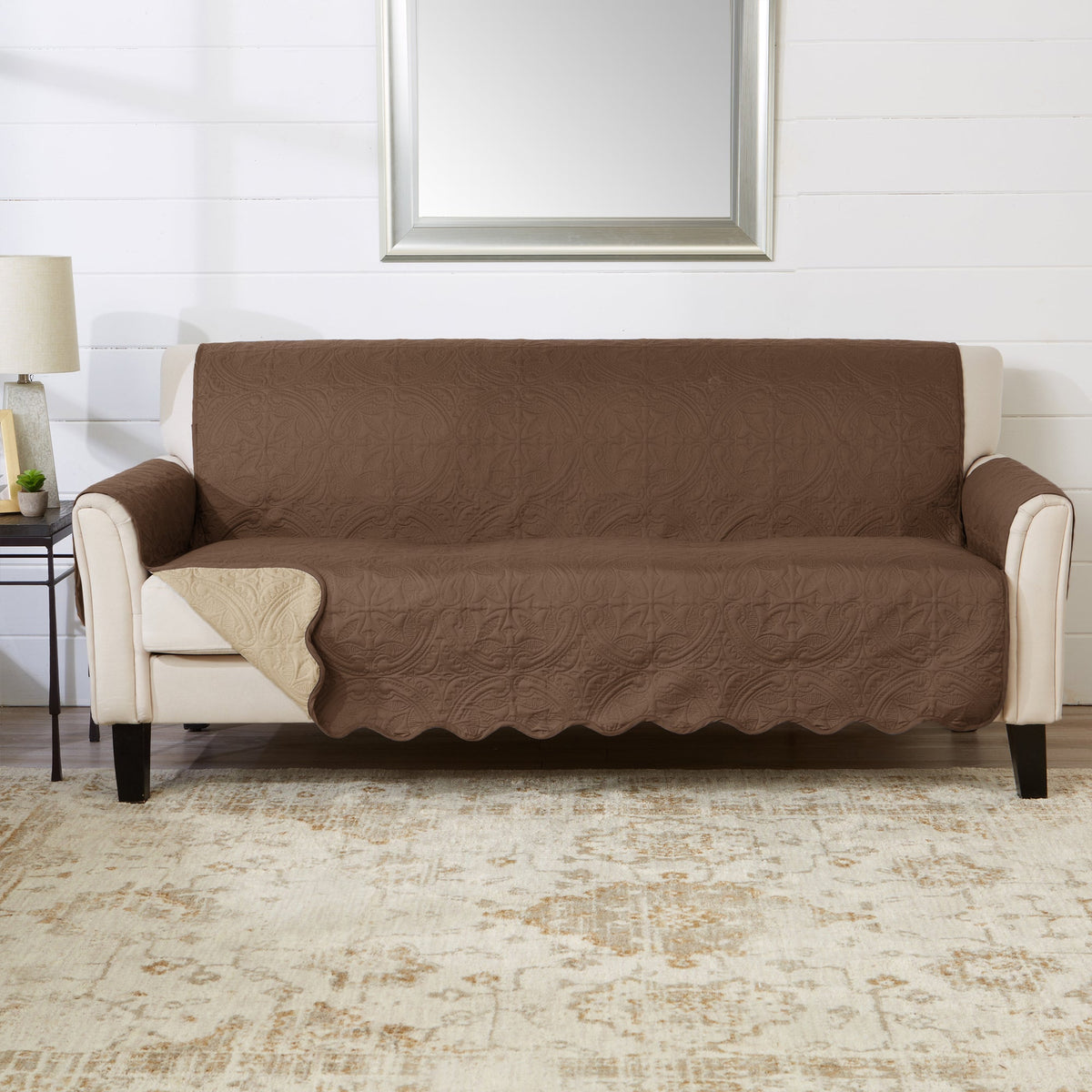 Medallion Solid Furniture Protector - Elenor Collection Sofa Chocolate Taupe Furniture & Decor - Tophatter Daily Deals