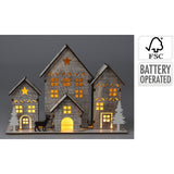 LED Wooden Christmas Scene | Light Up House Christmas Village Ornament - 18x25cm LED Light - Tophatter Daily Deals