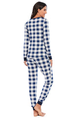 Plaid Round Neck Top and Pants Set Loungewear Sets - Tophatter Daily Deals