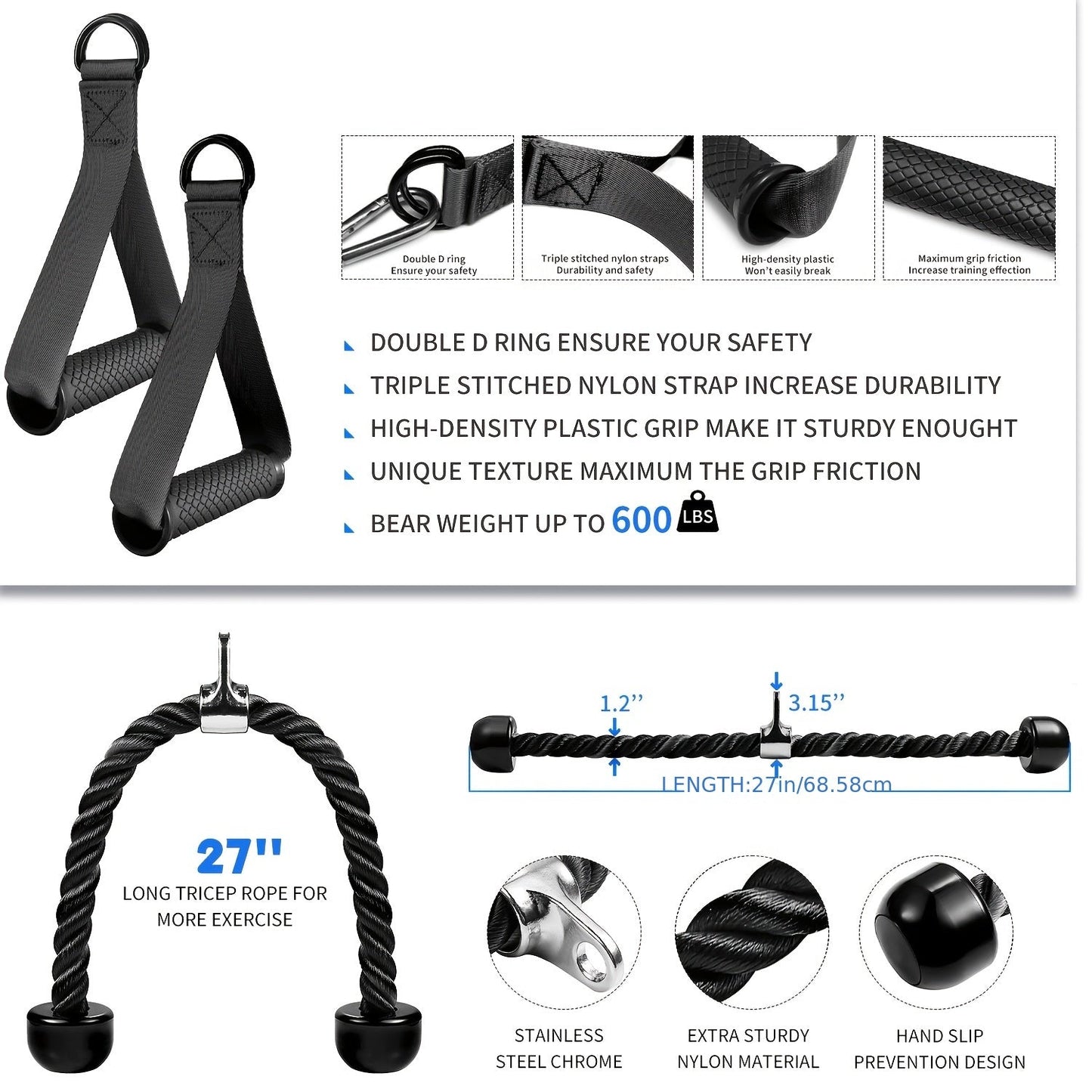 Iron Lat Pull-Down Attachment Set (6pcs) Free Weights - Tophatter Daily Deals