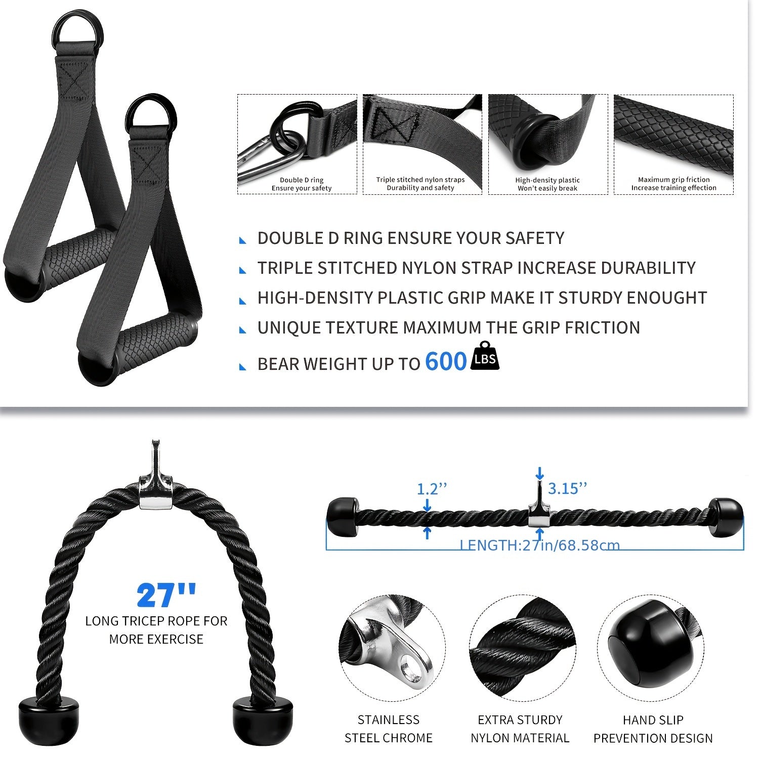 Iron Lat Pull-Down Attachment Set (6pcs) Free Weights - Tophatter Daily Deals