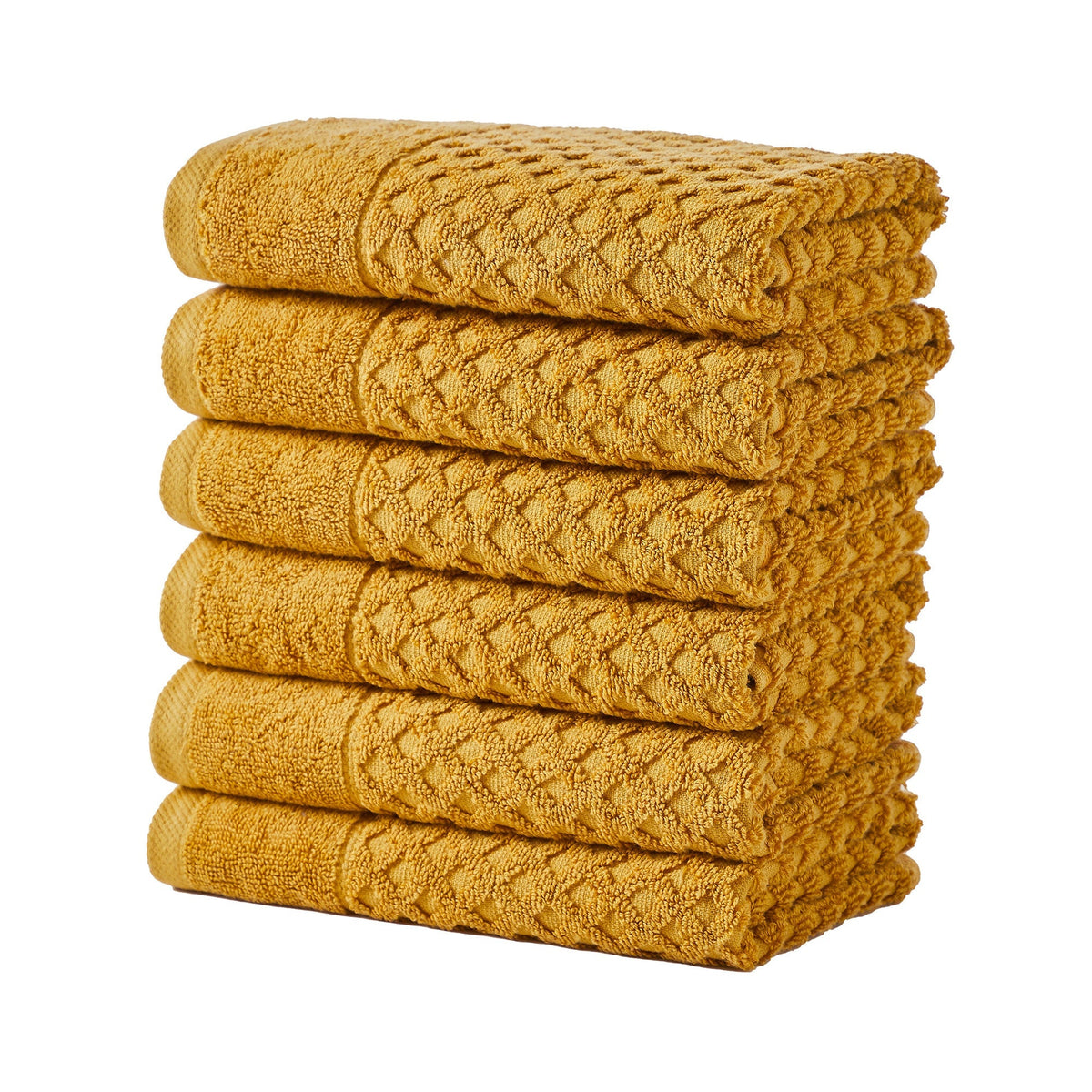 Cotton Diamond Waffle Weave Bath Towel Set - Grayson Collection Hand Towel (Pack of 6) Marigold Bath - Tophatter Daily Deals