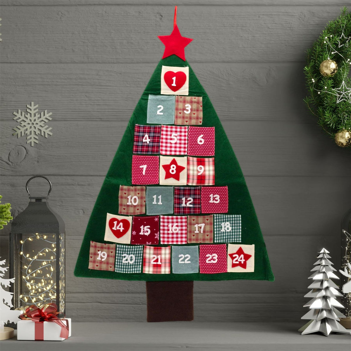 Christmas Tree Advent Calendar | Reusable 24 Pocket Advent Calendar - 90cm Advent Calendar - Tophatter Daily Deals