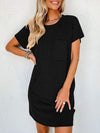 Round Neck Short Sleeve Mini Dress Casual Dresses - Tophatter Daily Deals