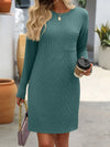 Mandy Striped Round Neck Long Sleeve Mini Dress Casual Dresses - Tophatter Daily Deals