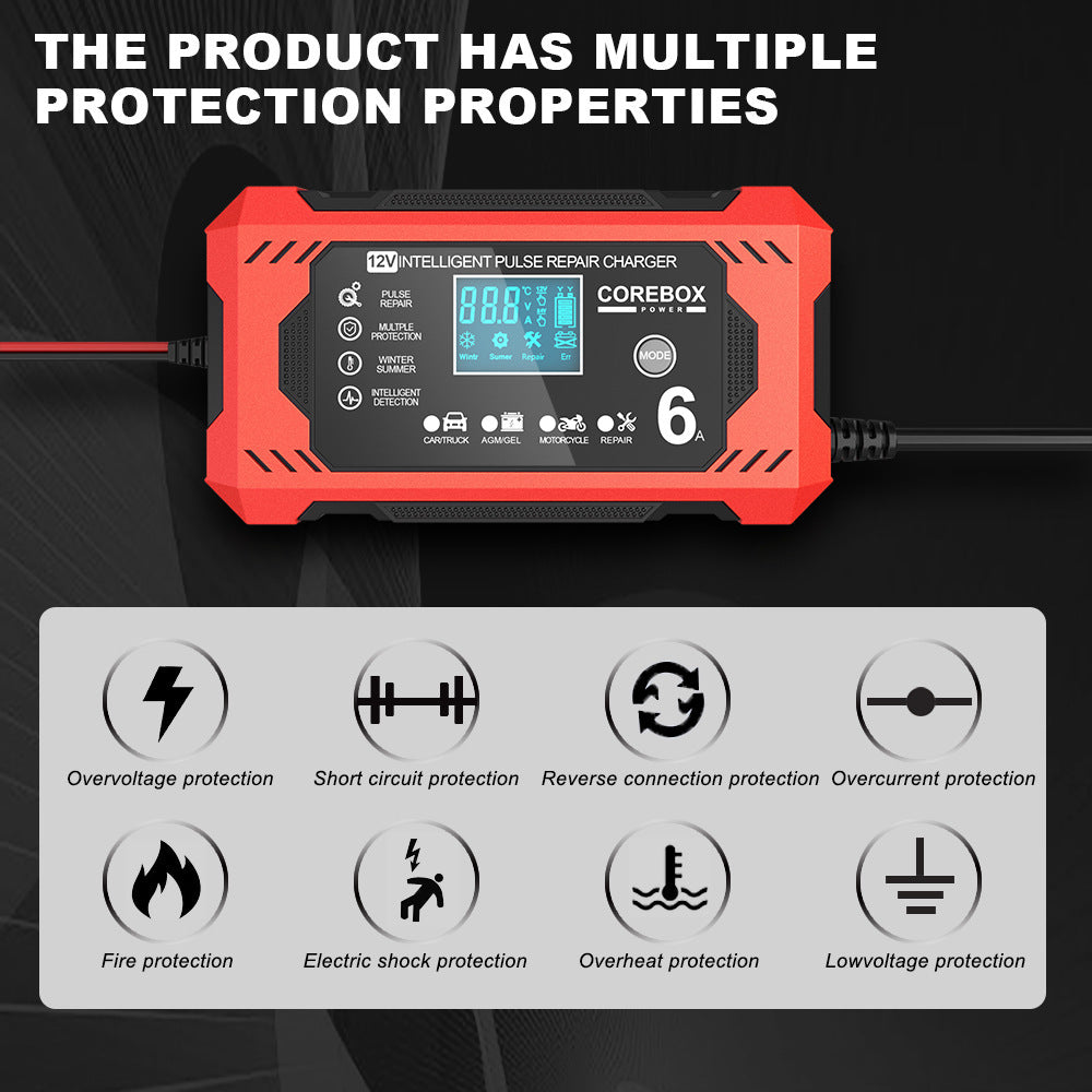 12V6A Smart Battery Charger AGM Start Stop 0 - Tophatter Daily Deals