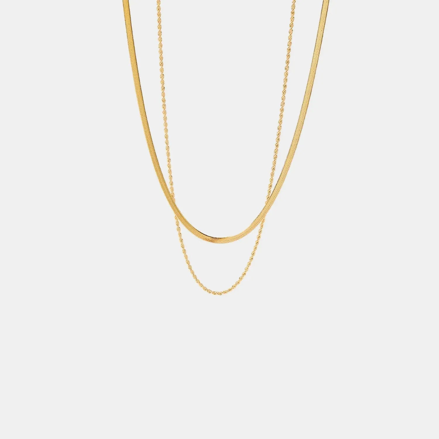 18K Gold-Plated Double-Layered Necklace Necklaces - Tophatter Daily Deals