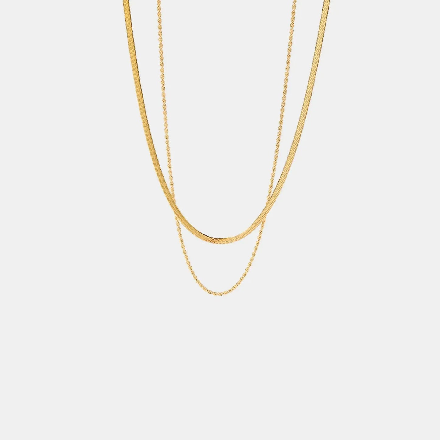 18K Gold-Plated Double-Layered Necklace Necklaces - Tophatter Daily Deals