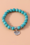 Turquoise Heart Pendant Retro Beaded Bracelet Bracelets - Tophatter Daily Deals