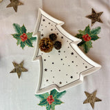 Christmas Tree Trinket Dish | White Ceramic Tree-shaped Trinket Tray - 26cm Plate - Tophatter Daily Deals