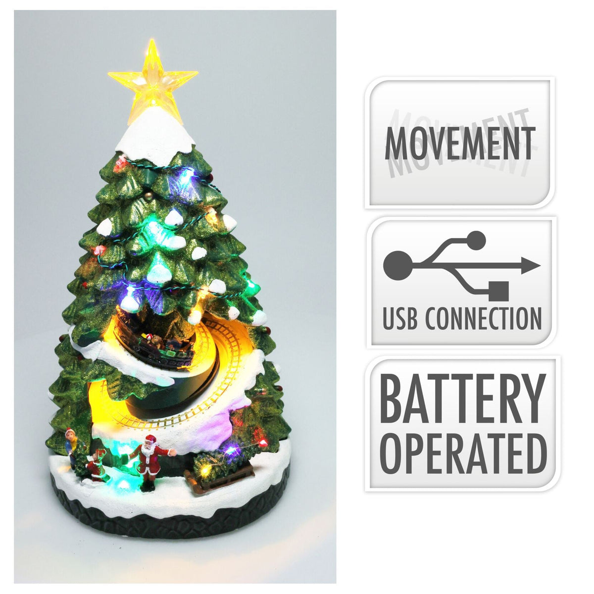 LED Christmas Tree | Rotating Train & Colourful Lights Christmas Scene - 38cm LED Light - Tophatter Daily Deals