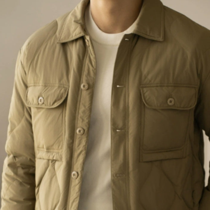 Lightweight Classic Men's Down Jacket - Lapel Shirt, Nylon 3D Changing Face Moving Picture Frame - Tophatter Daily Deals