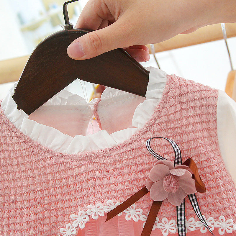 Baby Girl Autumn New Fake Two-piece Princess Gauze Skirt 0 - Tophatter Daily Deals
