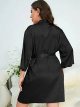 Plus Size Surplice Neck Tie Waist Robe Sleep Dresses - Tophatter Daily Deals