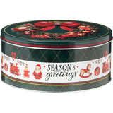 Set of 3 Traditional Christmas Storage Tins | 3-piece Round Kitchen Nesting Tins Biscuit Tin - Tophatter Daily Deals