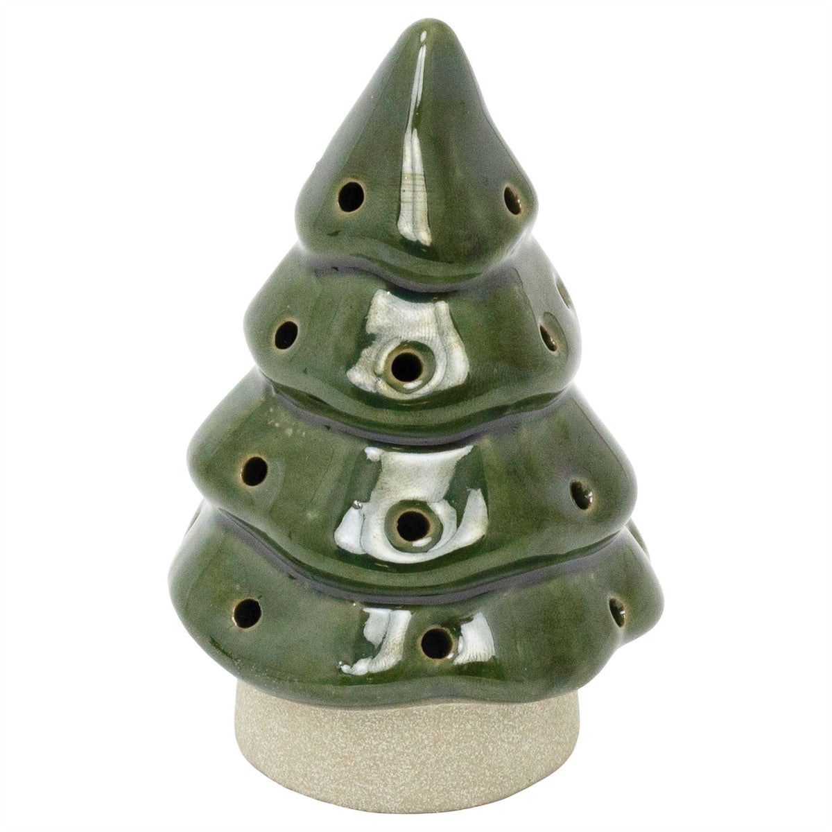 Christmas Tree LED Light, 13cm Battery Operated Green Ceramic Decoration LED Light - Tophatter Daily Deals