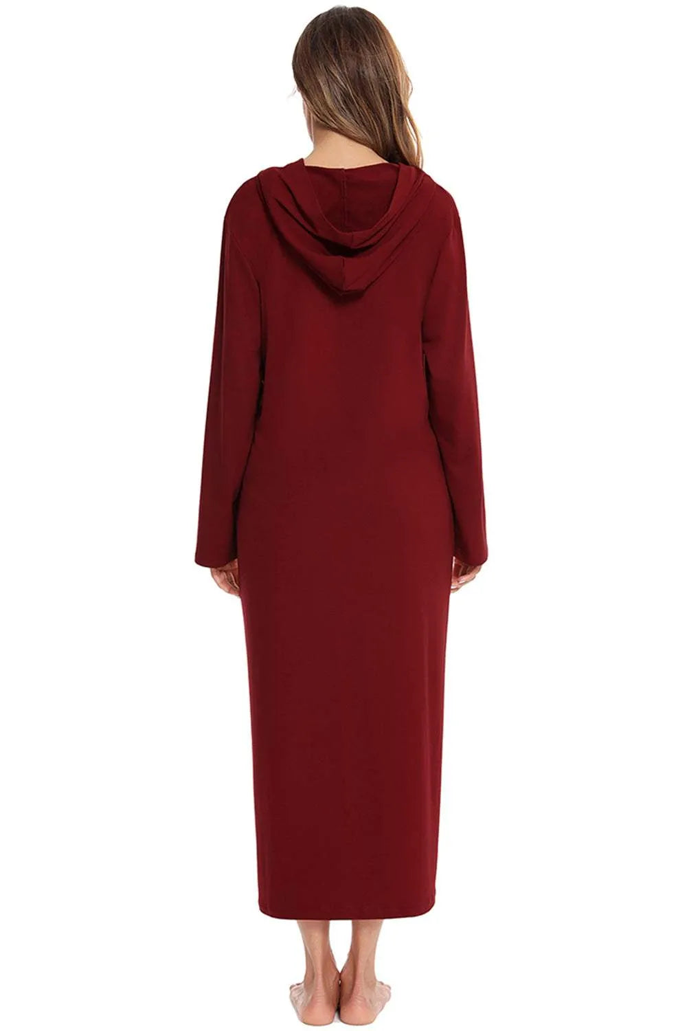 Zip Front Hooded Night Dress with Pockets Sleep Dresses - Tophatter Daily Deals