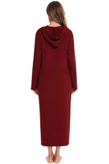 Zip Front Hooded Night Dress with Pockets Sleep Dresses - Tophatter Daily Deals