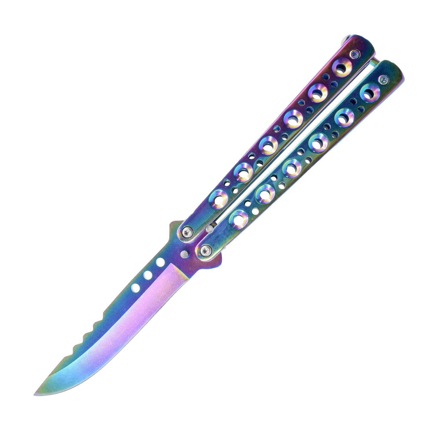 9" Butterfly Knife Rainbow Knife - Tophatter Daily Deals