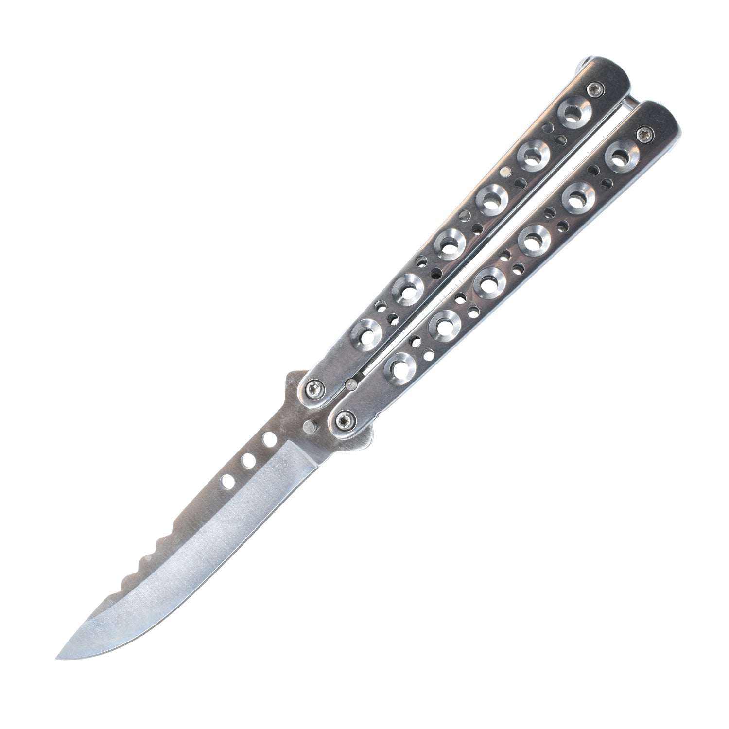 9" Butterfly Knife Silver Knife - Tophatter Daily Deals
