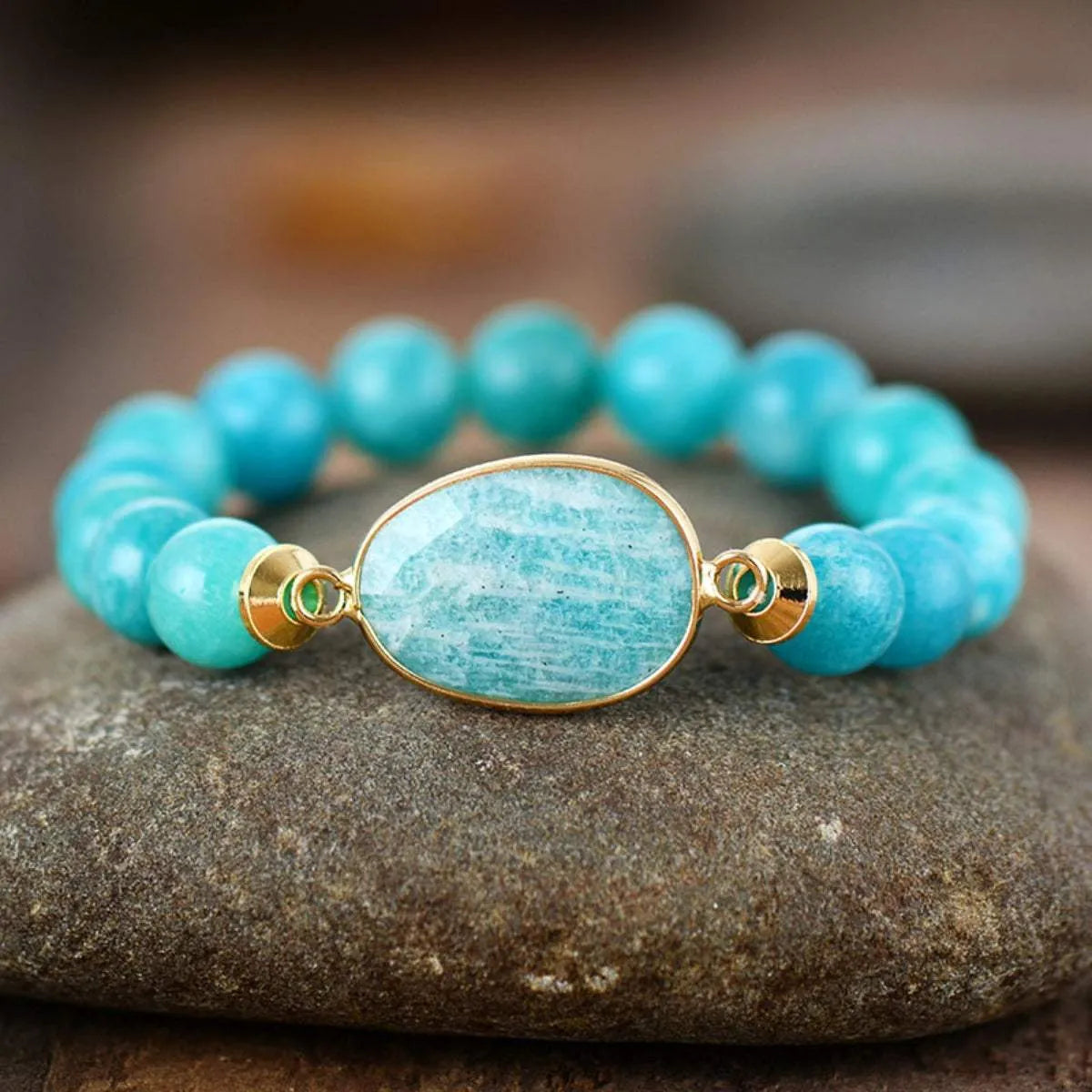 Natural Stone Beaded Bracelet Mint Blue One Size Bracelets - Tophatter Daily Deals