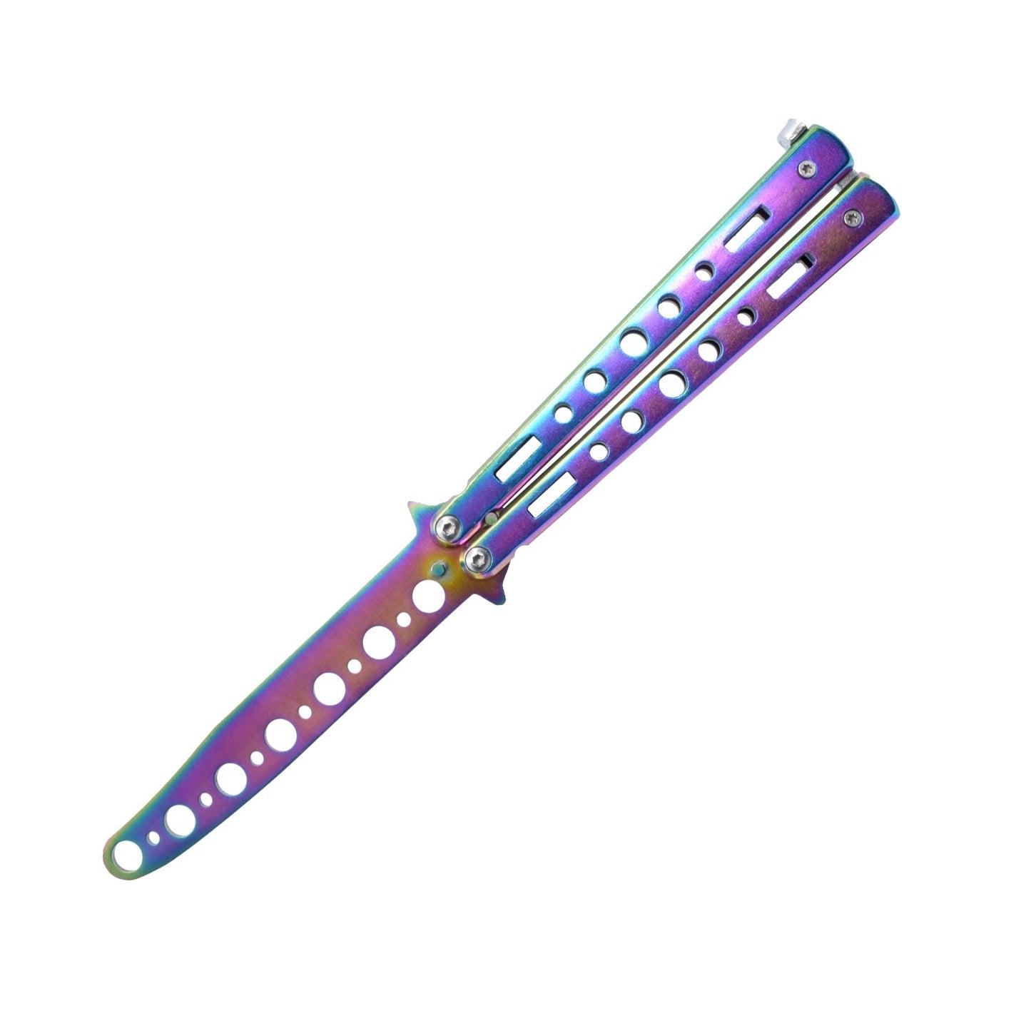 8.75" Butterfly Trainer Knife Rainbow Knife - Tophatter Daily Deals