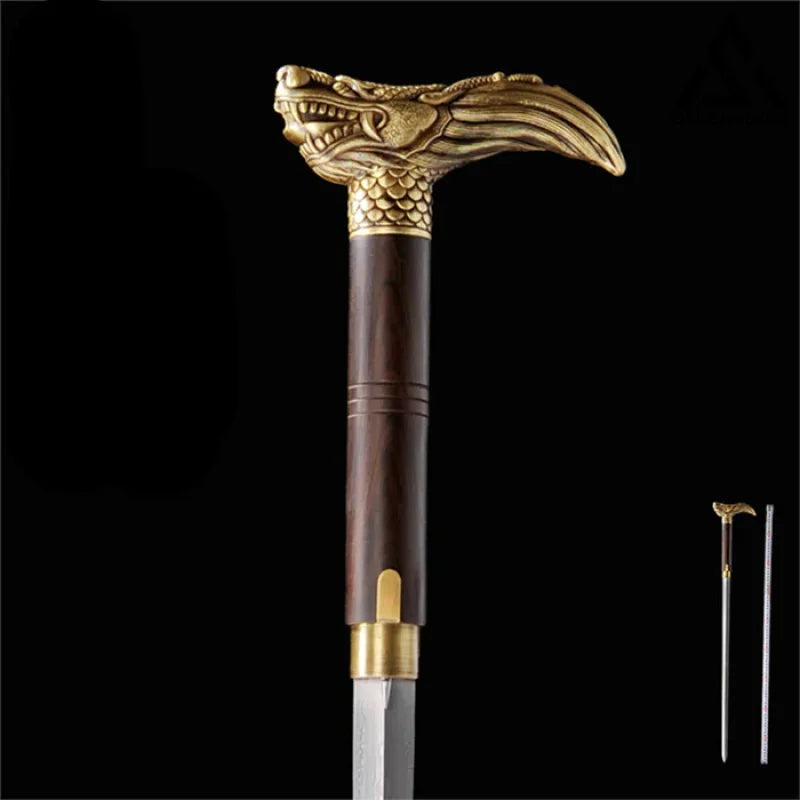 Ebony Dragon Head Cane Sword(US ONLY）-GS60 Pocket Knives - Tophatter Daily Deals
