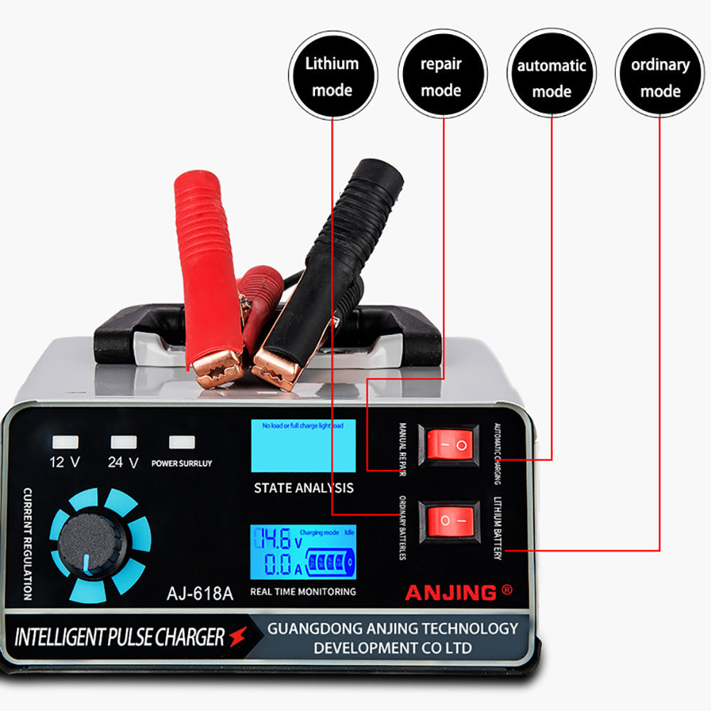 400W Automobile Battery Charger 12V24v Pulse Repair High Power 0 - Tophatter Daily Deals