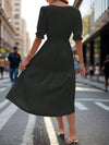 Ruched V-Neck Half Sleeve Midi Dress Casual Dresses - Tophatter Daily Deals