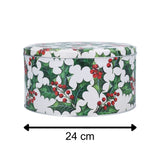 Holly & Berries Christmas Cake Tin | Round Festive Baking Storage Tin 24x12cm Tin - Tophatter Daily Deals