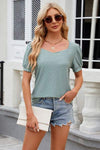 Eyelet Short Sleeve T-Shirt Gum Leaf Women's T-Shirts - Tophatter Daily Deals