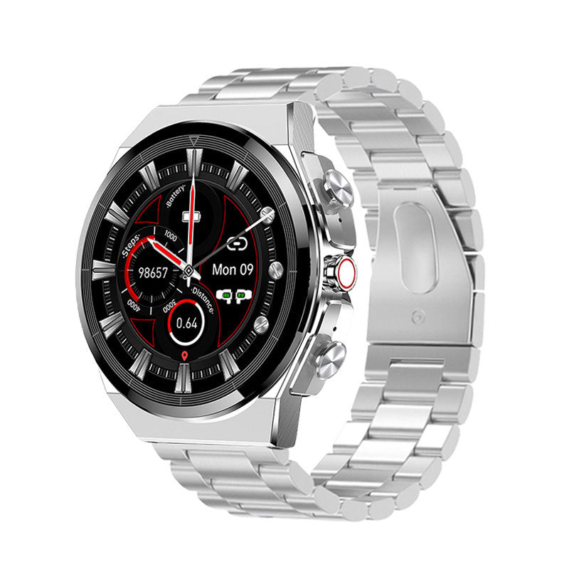 2-in-1 Bluetooth Talking Heart Rate Monitoring Smartwatch Silver Steel Belts 0 - Tophatter Daily Deals