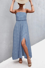 Strapless Split Maxi Dress Casual Dresses - Tophatter Daily Deals