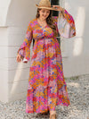 Plus Size Printed V-Neck Long Sleeve Maxi Dress Casual Dresses - Tophatter Daily Deals