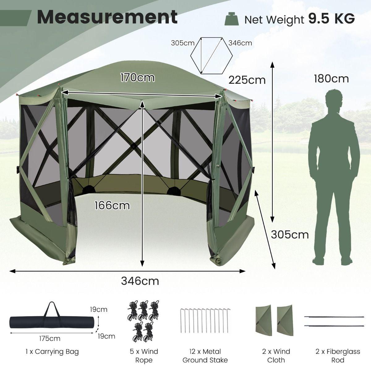Family Camping Tent - 6-Sided Camping Gazebo Instant Setup Hub Tent with Portable Carrying Bag Camping Tent - Tophatter Daily Deals