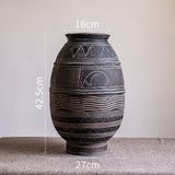 African Art Ancient Pot Flower Cement Decorative Flower Pot Ethnic Style African Ancient Tank High M 0 - Tophatter Daily Deals