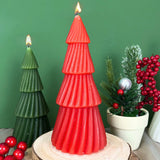Red Christmas Tree Shaped Candle | Unscented Novelty Xmas Tree Candle - 17cm Candle - Tophatter Daily Deals