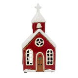 Ceramic Christmas Church Tealight Holder | Candle Holder Christmas Ornament Candle Holder - Tophatter Daily Deals